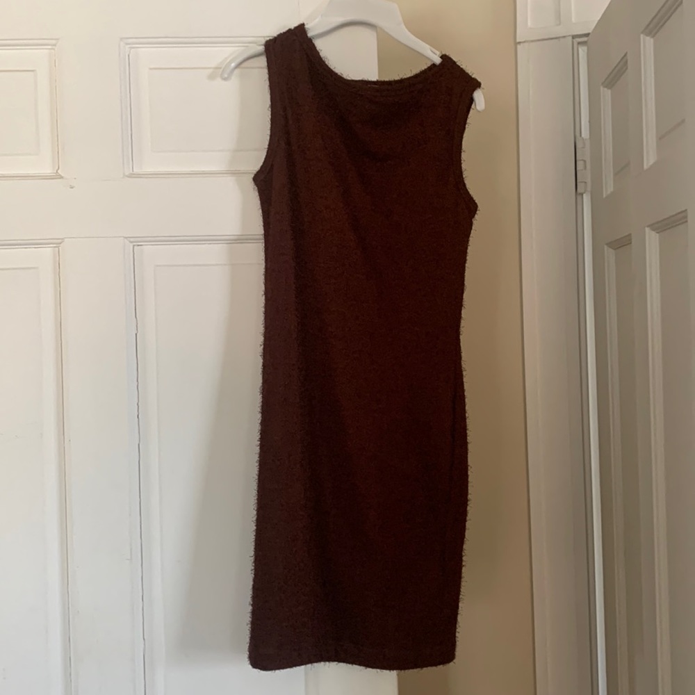 Brown body hugging mini dress
